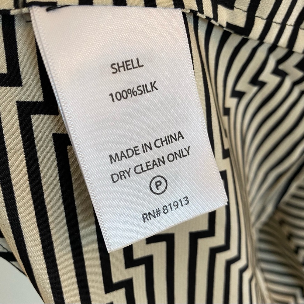 Tracy Reese Silk Tie Neck Flounced Diamond Top M - Picture 10 of 11